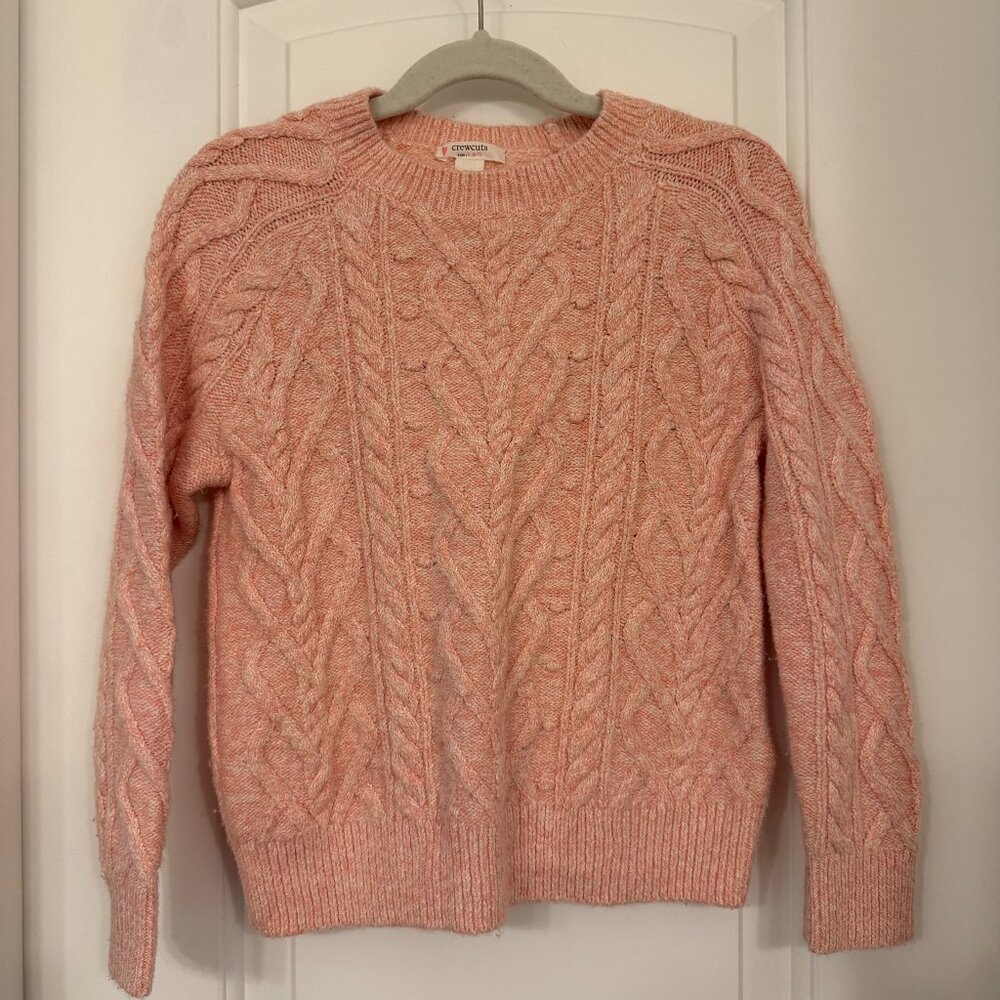 Crewcuts Girls Cable Knit Sweater Size S 6-7 Pink Long Sleeve